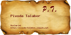 Pivoda Talabor névjegykártya